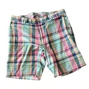 Peter Millar Mens Plaid Cotton Shorts Size 36 Multicolor Casual Summer Style